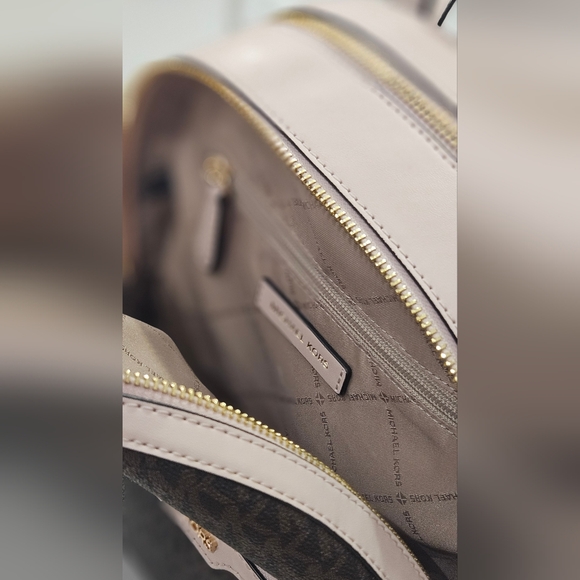 Michael Kors Pink and Brown Logo Backpack - Picture 4 of 5
